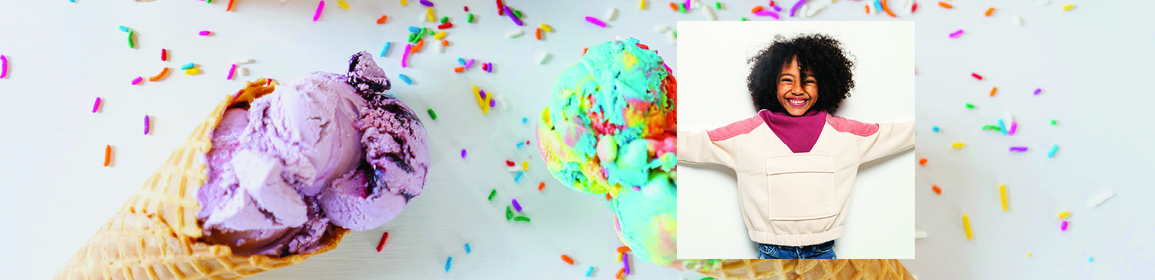 CRM_KidsClub_WebHero_1650x400_v1 kids club ice cream and child smiling