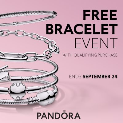 Pandora Free Bracelet Event is here with qualifying purchase. icon