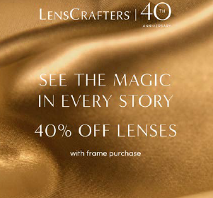 40% OFF LENSES with frame purchase at Lenscrafters icon