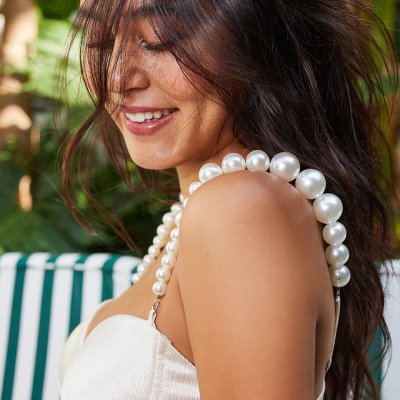 WINDSOR Windsor pearl strap white dress